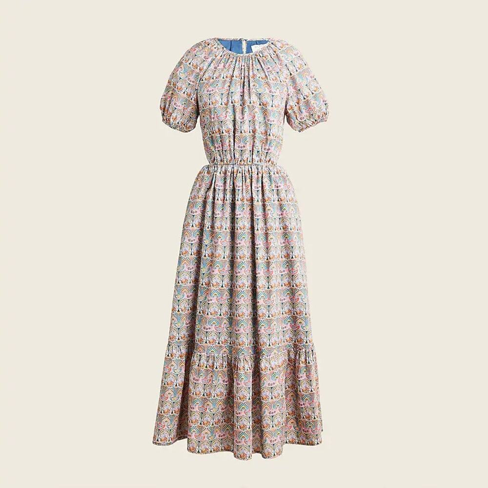 J.Crew Organic Cotton Giorgia Duke Print Back Cut Out Sun Dress Size 00/XS NWT